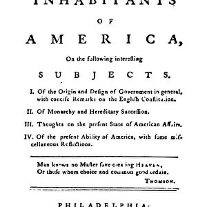 Title-page of Thomas Paines pamphlet Common Sense, which urged Americans to declare their independence from Great Britain. It reputedly sold 120, 000 copies in the three months following its publication at Philadelphia on 10 January 1776