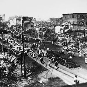 TOKYO EARTHQUAKE, 1923. A view of Nihonbashi, a busy area of Tokyo, Japan, in the