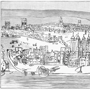 TOWER OF LONDON, c1543. Drawing by Anthony van Wyngaerde, c1543