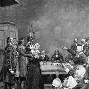 TRIAL OF TWO WITCHES. Salem, Massachusetts, 1692. Illustration by Howard Pyle