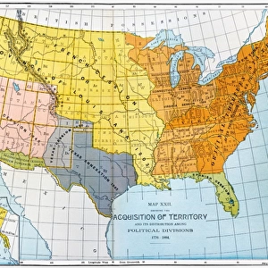 U. S. MAP, 1776 / 1884. A map showing United States territorial acquisitions between 1776