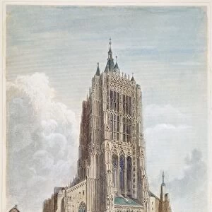 ULM CATHEDRAL, 19th C. View of the Cathedral at Ulm, Germany: steel engraving after Robert Batty
