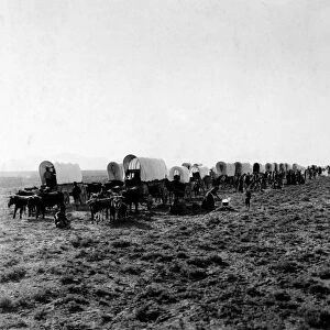 WAGON TRAIN. Still from the 1923 Paramount motion picture The Covered Wagon