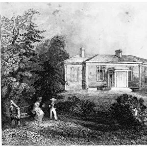 WASHINGTON: BIRTHPLACE. Wakefield in Westmoreland County, Virginia, the birthplace of George Washington. Wood engraving by A. L. Dick after W. H. Bartlett, c1840