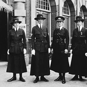 WOMEN POLICE, 1916. Commandant Mary Sophia Allen (1878-1964), center, with members