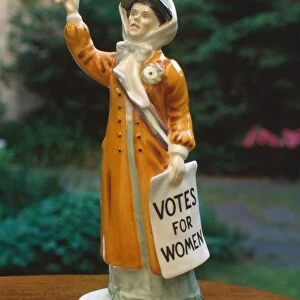WOMENs SUFFRAGE, 20th C. Statuette, early 20th century of suffragette with sign, Votes for Women