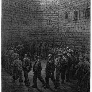 Newgate Prison Exercise Yard Wood Engraving Print 1872 Newgate Prison Exercise Yard Wood Engraving Print 1872