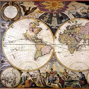 WORLD MAP, 1666. By Pietr Goos, from De Zee Atlas, Amsterdam, 1666