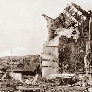 WORLD WAR I: COURCELLES. Mill at Courcelles, Belgium, destroyed with dynamite by