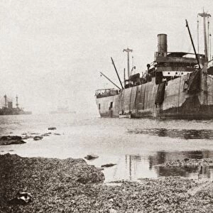 WORLD WAR I: GALLIPOLI. The British steamship SS River Clyde, run ashore with troops