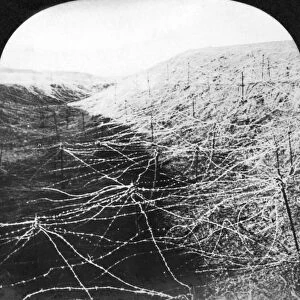 WORLD WAR I: NO MANs LAND. Stereograph view of No Mans Land in front of the