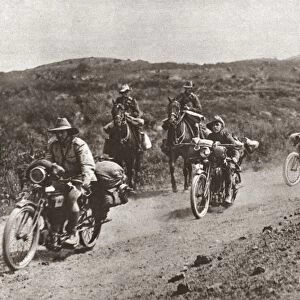 WORLD WAR I: PALESTINE. Australian military motorcyclists with British forces in
