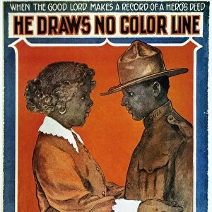 WORLD WAR I: SONGSHEET. (When the Good Lord Makes a Record of a Heros Deed) He Draws No Color Line. American World War I lithograph, sheet music cover, 1918