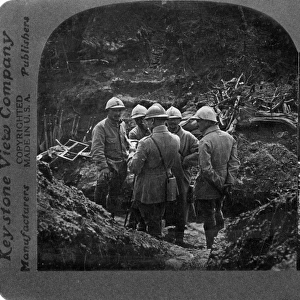 WORLD WAR I: TRENCH. French officers in consultation before a battle in France