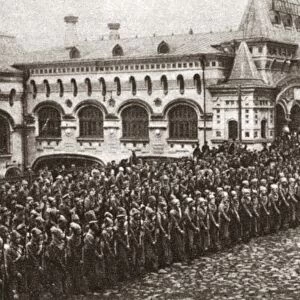 WORLD WAR I: VLADIVOSTOK. Czechoslovakian troops in front of a train station at Vladivostok