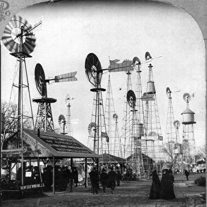 WORLDs FAIR: WINDMILLS. Various windmills on display at Windmill Hill at the Worlds Fair in St