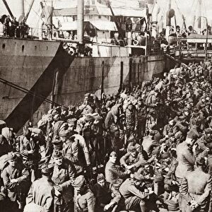 WWI: AMERICAN TROOPS. American troops in Liverpool, England, waiting to depart