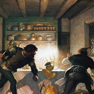 WYETH: ROBIN HOOD, 1917. Little John fights with a cook in the sheriffs house