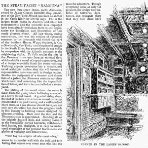 YACHTING, 1882. A corner of the Ladies Saloon of James Gordon Bennett, Jr