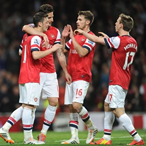 Arsenal Celebrate: Ozil, Giroud, Ramsey, Monreal Score Against Newcastle United (2013/14)
