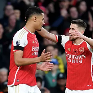 Arsenal Celebrate: Saliba Scores Second in Arsenal's Victory over Burnley (2023-24)