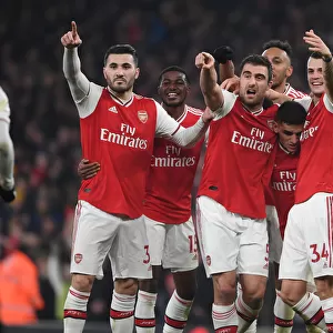 Arsenal Celebrate Sokratis's Goal: Arsenal 2-Manchester United (2019-20) - A Thrilling Moment at Emirates Stadium