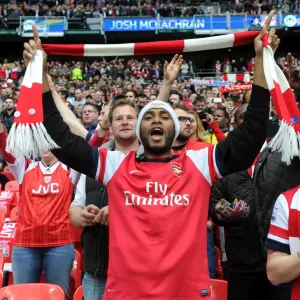 Arsenal fan at Wembley Stadium, FA Cup Semi Final 2014. Art