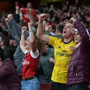 Arsenal Fans Celebrate Third Goal Against Aston Villa in 2019-20 Premier League