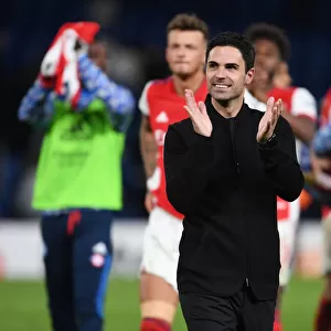 Arsenal Manager Mikel Arteta Applauding Fans After Chelsea vs Arsenal Premier League Match, London 2022