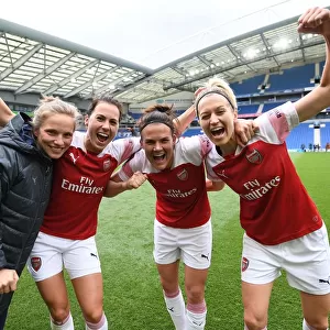 Arsenal Women Celebrate FA WSL Title Win: Kemme, Schnaderbeck, Veje, Arnth