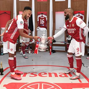 Arsenal's Aubameyang and Lacazette Celebrate FA Cup Victory Amid Empty Wembley Stadium (Arsenal v Chelsea, 2020)