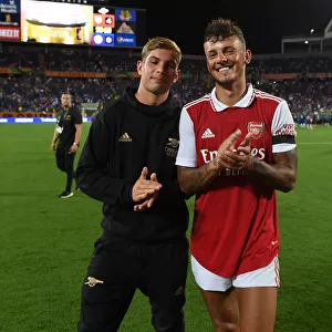 Arsenal's Ben White and Emile Smith Rowe Celebrate Florida Cup Victory Over Chelsea