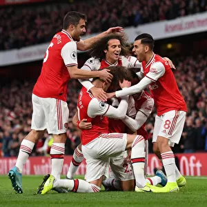 Arsenal's David Luiz Scores and Celebrates with Team against Crystal Palace (2019-20)