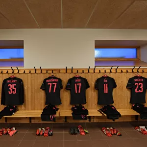 Arsenal's Europa League Kit laid out at Ostersunds FK Changing Room