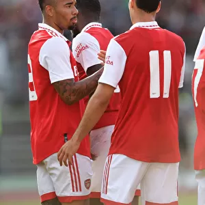 Arsenal's Gabriel Jesus and Martinelli Celebrate Goal in Pre-Season Match against 1. FC Nurnberg