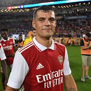Arsenal's Granit Xhaka Reacts After Arsenal vs. Chelsea - Florida Cup 2022-23