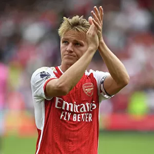 Arsenal's Martin Odegaard Reacts After Arsenal FC vs Nottingham Forest, Premier League 2023-24