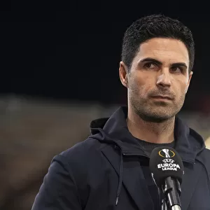 Arsenal's Mikel Arteta Holds Press Conference Ahead of Olympiacos Clash in Empty Europa League Stadium
