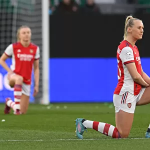 Arsenal's Stina Blackstenius Takes a Knee in UEFA Women's Champions League Quarterfinal Second Leg against VfL Wolfsburg