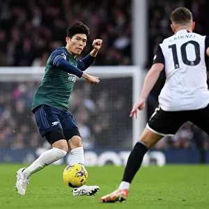 Arsenal's Tomiyasu in Action: Fulham vs. Arsenal, 2023-24 Premier League