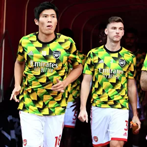Arsenal's Tomiyasu and Tierney Before Arsenal v Liverpool (2022-23)