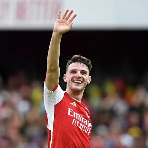 Arsenal's Victory: Declan Rice Celebrates with Fans vs. Nottingham Forest (2023-24)
