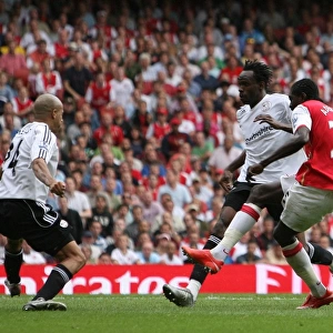 Emmanuel Adebayor scores Arsenals 5th goal his 3rd past Tyrone Mears (Derby)