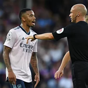 Gabriel Jesus Confronts Referee Taylor during Crystal Palace vs. Arsenal Premier League Clash (2022-23)