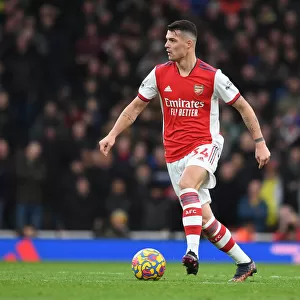 Granit Xhaka: Arsenal's Midfield Maestro in Action against Brentford, Premier League 2021-22