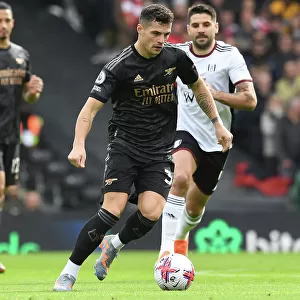 Granit Xhaka: Arsenal's Midfield Maestro in Action against Fulham, Premier League 2022-23