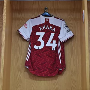 Granit Xhaka's Empty Arsenal Jersey: Arsenal vs Brighton & Hove Albion (2020-21) - Emirates Stadium