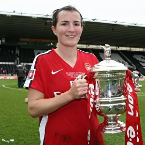 Helen Lander (Arsenal Ladies) with the FA Cup Trophy
