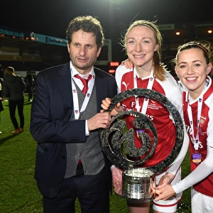 Joe Montemurro (Manager) Louise Quinn and Katie McCabe with the Continental Cup Trophy