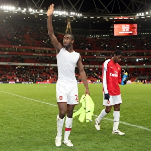 Johan Djourou (Arsenal) waves as he leaves the pitch